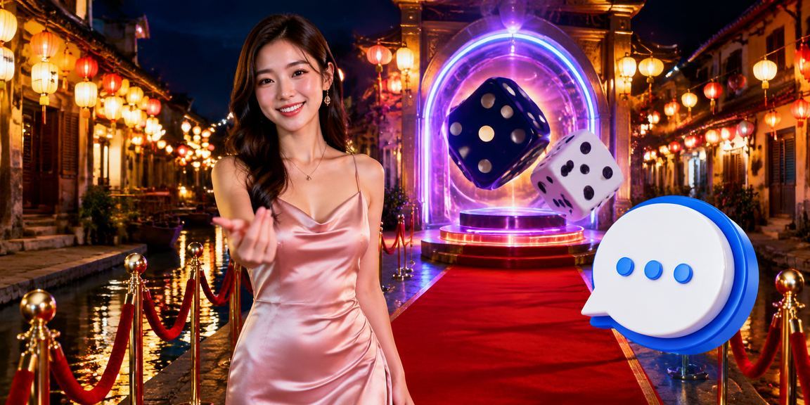 Không gian giải trí casino đêm Hội An với đèn lồng và xúc xắc