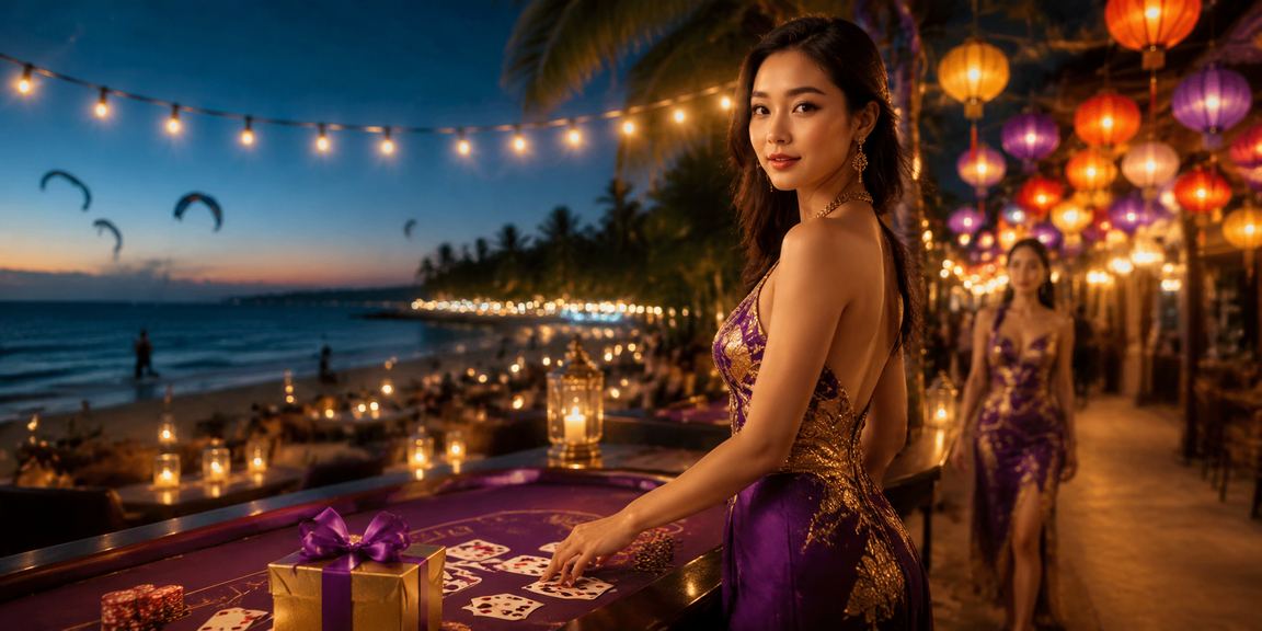 Bãi biển Mũi Né về đêm với người dùng trải nghiệm Baccarat trực tuyến trên thiết bị di động
